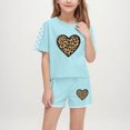 thumbnail image 2 of VONCOS Fashionable 5 - 6 Years Old Kids' Casual Short Sleeve Crew Neck Printed T - Shirt and Short Pants Two - Piece Set with Checkered and Animal Print Patterns,Green,Size 7 T, 2 of 8