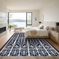 thumbnail image 3 of ODIKA 3'x5' Machine Washable Non-Slip Area Rug, Elegant Floral Motif in Vibrant Navy Tones High Traffic Rug, Blue, 923092, 3 of 7
