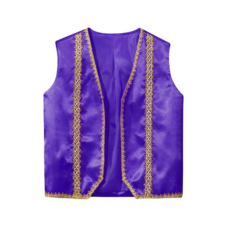 TiaoBug Mens Arabian Prince Costume Outfits Golden Vest and