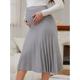 thumbnail image 2 of DARING DIVA Women's Pleated Skirt High Waist Pregnancy Midi A Line Work Skirts L Gray, 2 of 8