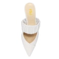 thumbnail image 4 of FSJ Women Chic Crystal Chunky Low Heel Mule Elastic Strap Pointy Close Toe Sandal Slip On Backless Slippers Slides Shoes Size 14 White, 4 of 4