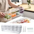 thumbnail image 6 of Tkrady Salad Crisper, Produce Crisper, Large Vegetable and Fruit Crisper, Refrigerator Organizer Compartment Lid Removable Chilled Salad Crisper Salad Crisper with Spoon, 6 of 6