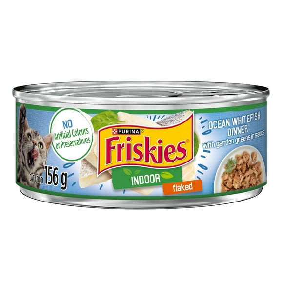 Friskies Diner de Poisson de Mer Blanc Emiette avec Légumes du Jardin en Sauce Nourriture pour Chats d'Interieur 66" x 86"