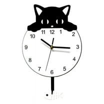 Kitten Home Decor Wall Clock Novelty Kitten and Fish Wall Clock Kitten Clock with Swinging Tail Gift for Kitten Lovers