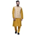 thumbnail image 1 of Atasi Solid Kurta Pajama & Printed Nehru Jacket Set For Mens Party Wear, 1 of 3