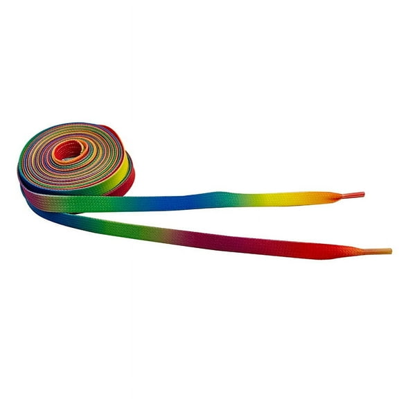 1 Pair Waxed Flat Rainbow Shoelaces for Sneakers Gradient Colored Shoe Laces for Hiking Boots and
