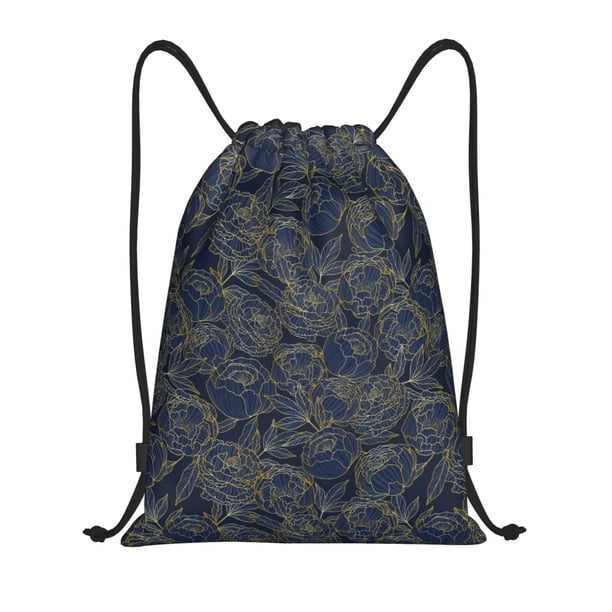 Fotbe Golden Peonies Bolsa Mochila con Cordón Estampada, Bolsa de Gimnasio Deportiva, Bolsa Cinch, Bolsa con Cordón para Hombres y Mujeres-Small