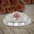 thumbnail image 3 of 1.25 Carat Real Morganite Round cut Man made diamond moissanite Engagement Ring Ring Huge Desinger Sterling Silver with 18k Gold Plating, 3 of 4