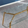 thumbnail image 2 of INO Design Modern Transparent Glass Top Rectangular Dining Table for 4 and 6 Person with Mid-Century Wooden Skin Frame Metal Leg for Coffee Table, Kitchen, Office, Home, 2 of 7
