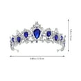 thumbnail image 3 of FELTECHELECTR Tiara de cristal real, corona de boda, tocados, accesorios para el cabello de novia (base plateada, azul), 3 of 3
