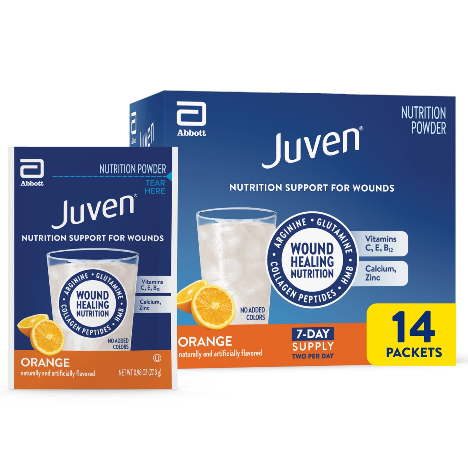 Juven Therapeutic Nutrition Drink Powder, Orange, 14 Packets