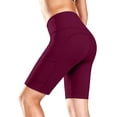 thumbnail image 3 of UDAUDU Biker Shorts for Women with Pockets High Waisted 6"/7" Booty Comfy Spandex Volleyball Short for Workout Gym Yoga Wine XL, 3 of 7