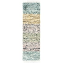 SAFAVIEH Casablanca Aiden Striped Wool Runner Rug, Turquoise/Pink, 2'3" x 8'