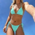thumbnail image 2 of DHFJKG Bikini Sets For Women Solid Color 2 Piece Swimsuits Halter Tie Side Triangle Bathing Suit With Thong Bottoms Stylish Beachwear, 2 of 4