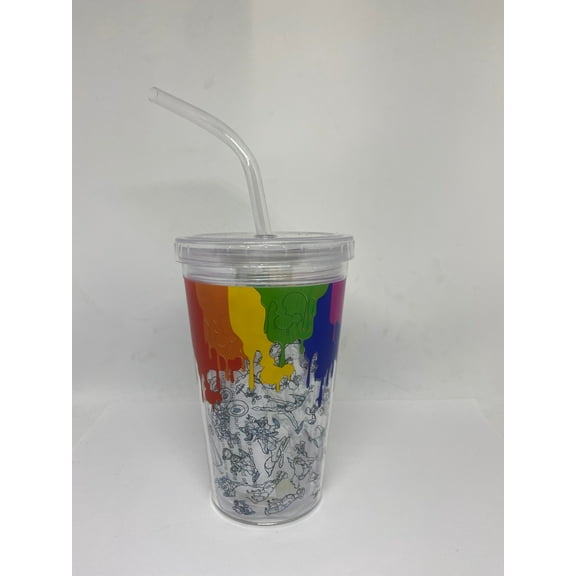 Disney Parks Ink & Paint Tumbler with Straw New