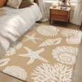 thumbnail image 5 of Summer Marine Life Washable Area Rug 3 x 5 ft Graffiti Corals Shell Conch Sea Starfish Khaki, Soft Non Slip Rugs Stain Repellent Indoor Felt Carpet for Living Dining Room Bedroom Home Office, 5 of 9