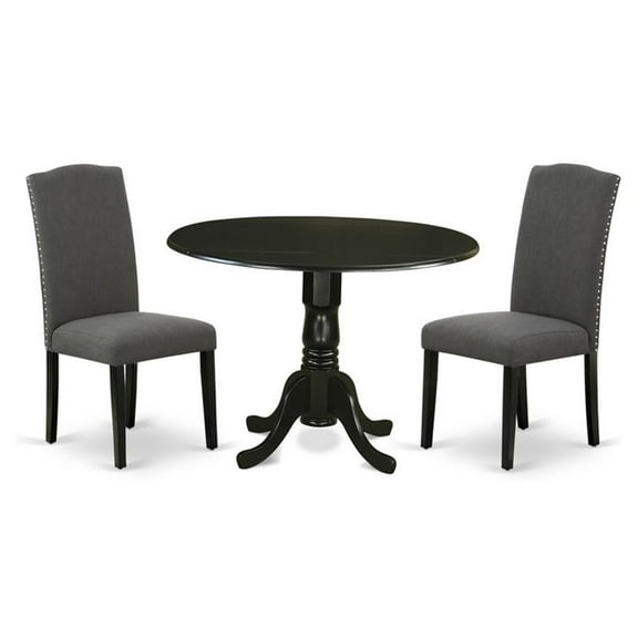Atlin Designs 3-piece Wood Dining Set in Black/Dark Gotham Gray