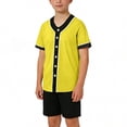 thumbnail image 5 of CQONEPT Boys Button Down Plain Baseball Jersey V Neck Softball Team Uniform Hip Hop Short Sleeve Active Shirts Yellow 110, 5 of 6