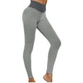 thumbnail image 4 of QLEICOM Womens Yoga Pants Capri Leggings Running High Waist Butt Lift Workout Workout Leggings Athletic Pants Tummy Control Leggings Gray L, 4 of 7