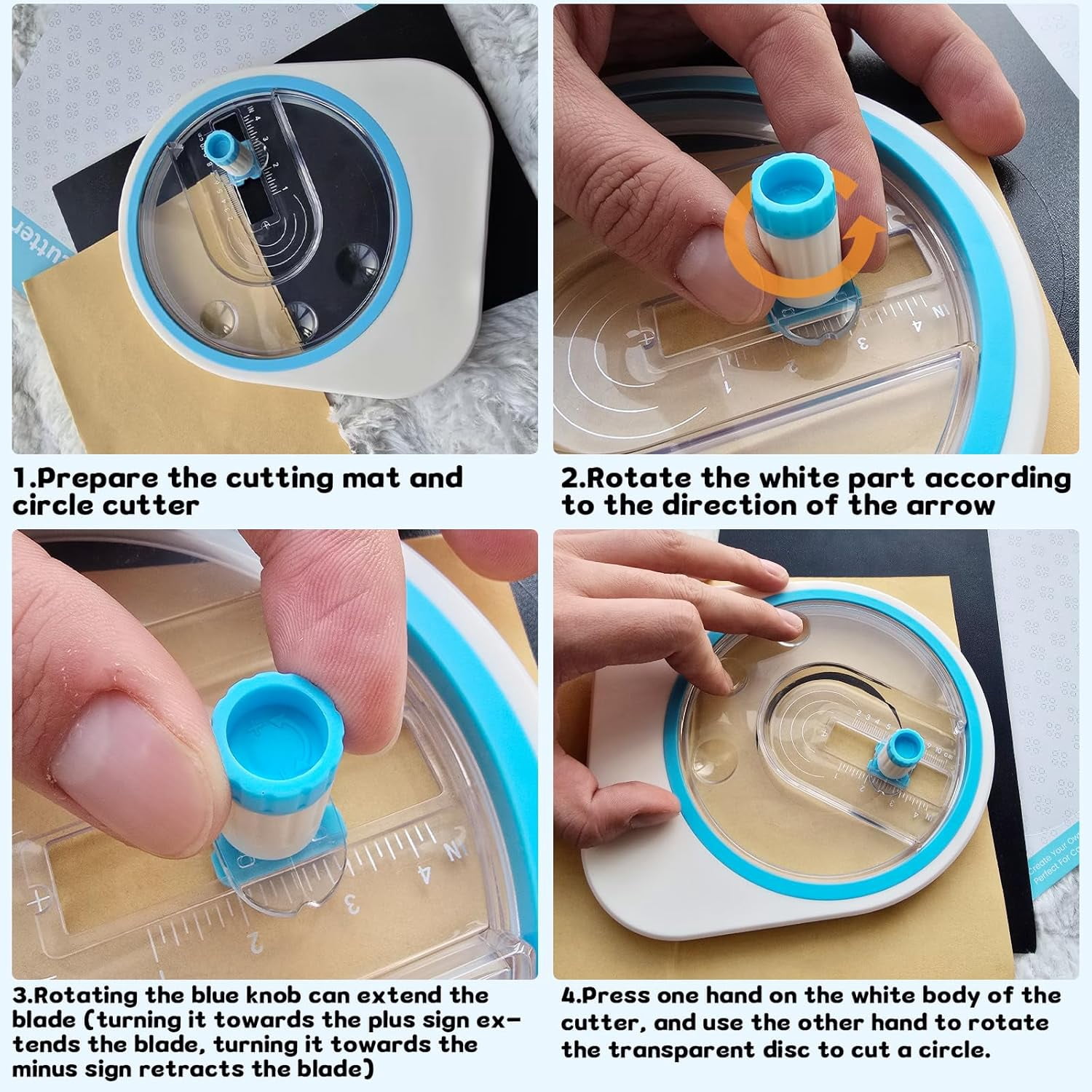 ABPETE Adjustable Circle Cutter Tool,1" to 4" Cutting Diameter, Heavy-Duty Circular Paper Cutter for Cardboard, Scrapbooking & DIY Crafts