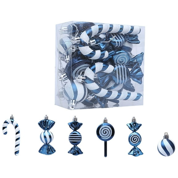 18 Pcs Christmas Tree Ornaments - Candy Lollipop Decorations for Xmas, New Year and Winter Home Decors, Hanging Christmas Decorations for Home Winter Decor(Blue)