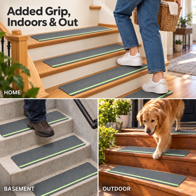 DecorX Glow Stair Treads, 12-Pack, Gray, With Roller photo 8