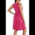 thumbnail image 4 of Vestidos de Verano para Mujer 2025, Informales, Sin Mangas, para Vacaciones en la Playa, Fluidos, Midi, con Bolsillos. Rosa Roja M, 4 of 6