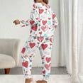 thumbnail image 6 of qelini Lightweight Pajamas for Women Heart Print Crewneck Long Sleeve Shirt and Pant Sleepwear Soft Fancy Loungewear, 6 of 6