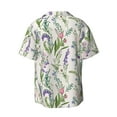 thumbnail image 5 of Uemuo Wisteria Flower Pattern Cotton Linen Short Sleeve Shirts,Casual Lightweight Button Down Shirts,Vacation Beach Summer Tops-Medium, 5 of 7
