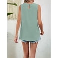 thumbnail image 4 of Women's Sleeveless Tank Tops Summer Pleated Loose Fit Top for Women Casual Round Neck Shirts Bean Green S, 4 of 10