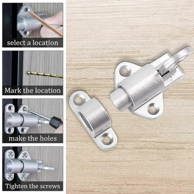 Bounce Door Latch 2pcs Automatic Door Latch Automatic Latch Door Latch Bolt With Screws Door Latch For Bed Kit Cabi