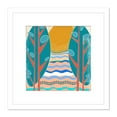 thumbnail image 1 of Folk Art Sunrise Through Trees Abstract Pastel Painting Square Wooden Framed Wall Art Print Picture 8X8 Inch, 1 of 4