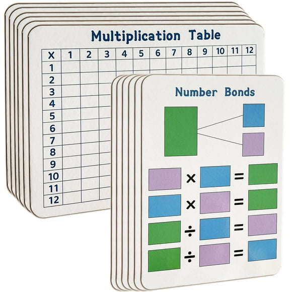 LAIAMER 24 Set Multiplication Table Chart WhiteBoard, 9" x 12" Double Sided Dry Erase Multiplication Boards Times Table Chart Math Manipulatives White Boar