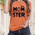 thumbnail image 1 of Halloween MONSTER Impresión Cuello Redondo Camiseta, Top de Manga Corta Casual para Primavera y Verano, Ropa de Mujer, 1 of 4