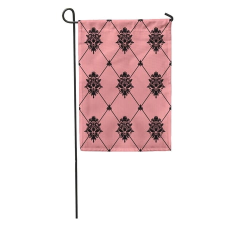 SIDONKU Pink Pattern Damask Antique Baroque Romantic Victorian Wedding Abstract Birthday Garden Flag Decorative Flag House Banner 28x40 inch