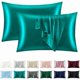 thumbnail image 1 of Chenchen Set of 2 Standard Size Satin Pillowcases, Teal Pillowcase for Hair and Skin, Soft Breathable Silky Pillow Cases for Sleeping Bed Pillow Cover with Envelope Closure, 20x26 Inches, 1 of 1