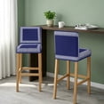 thumbnail image 2 of Navy Blue Geometric Bar Stool Cover Set of 2, White Greek Key Design Abstract Modern Art Stretch Bar Chair Cover, Removable Washable Pub Counter Stool Chair Slipcover for Kitchen Dining Room Pub Cafe, 2 of 9
