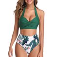thumbnail image 1 of Traje de baño de mujer con cuello halter y almohadilla en el pecho extraíble, pantalones cortos de cintura alta, traje de baño de dos piezas para verano tipo 2 XXL, 1 of 6