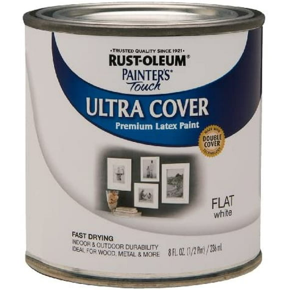 Painter's Touch Ultra Cover Latex Paint, Flat White, 1/2-Pint 1990-730