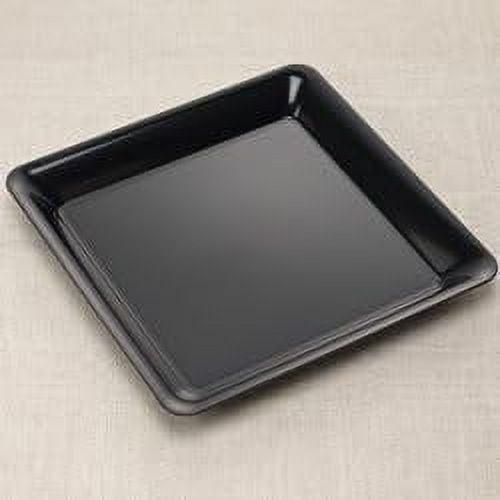 25 12" Square Black Plastic Trays Heavy Duty Plastic Serving Tray 12" x 12" Serving Platters Food Tray Decorative Serving Trays Wedding Platter Party Trays Great Disposable Serving Party Platters