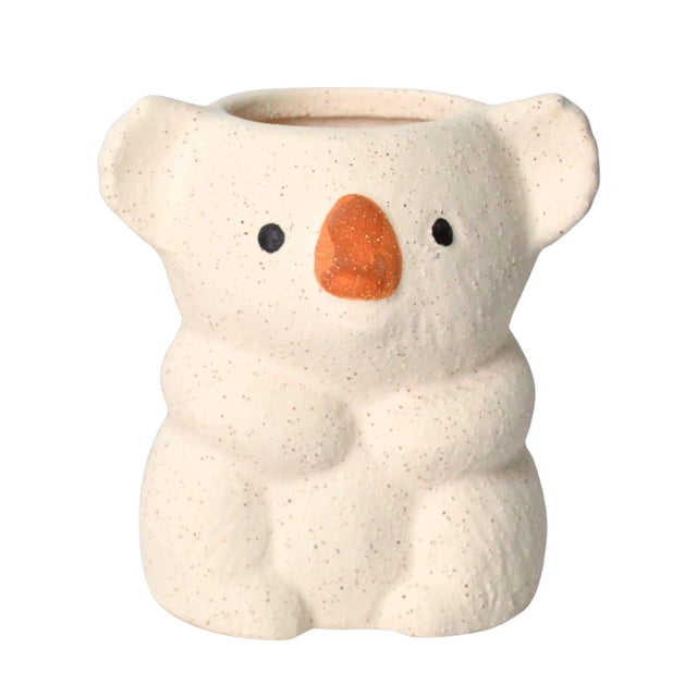 de Koala Creativa con Animal, Macetas de Bonsái, Contenedor de Cerámica de Dibujos Animados, para Escritorio, Decoración beige 5.25 pulgadas Gloria Macetas de dibujos animados