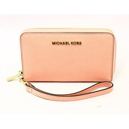 Michael Kors NEW Pale Pink Saffiano Wristlet Leather Jet Set Wallet