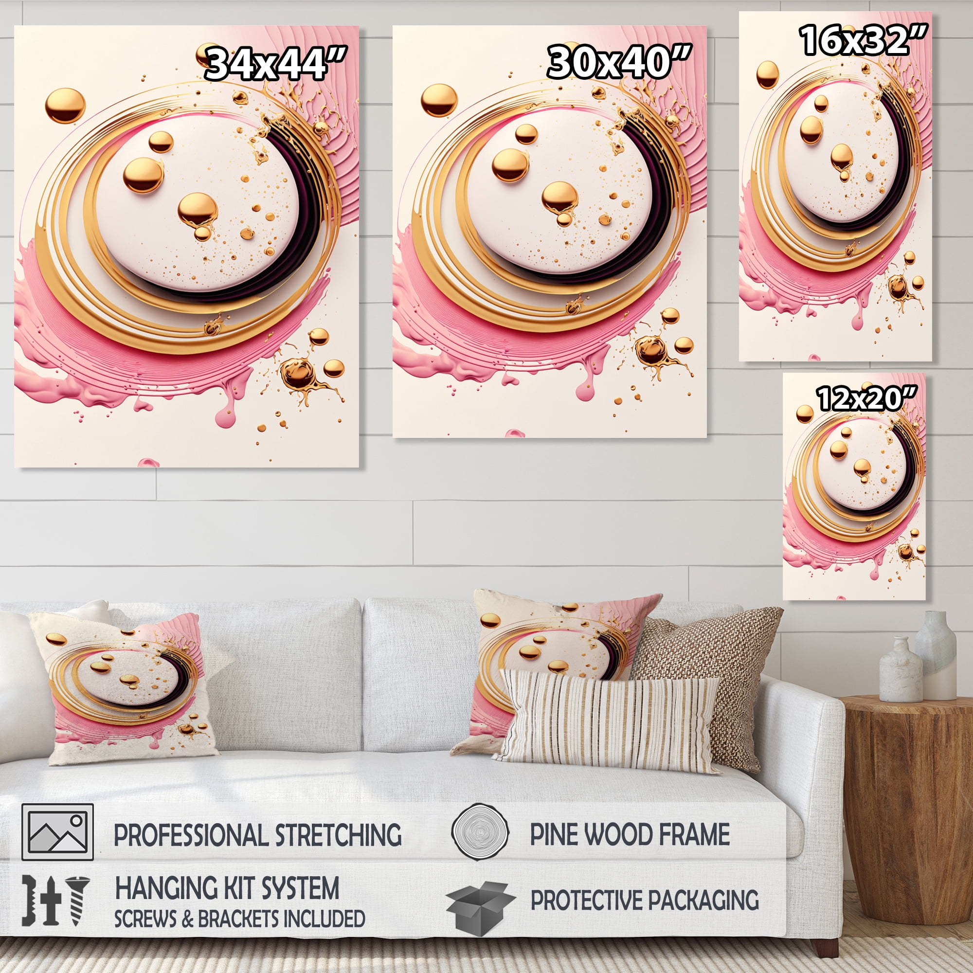 Designart Pink Watercolor Circular Abstract IV Canvas Wall Art
