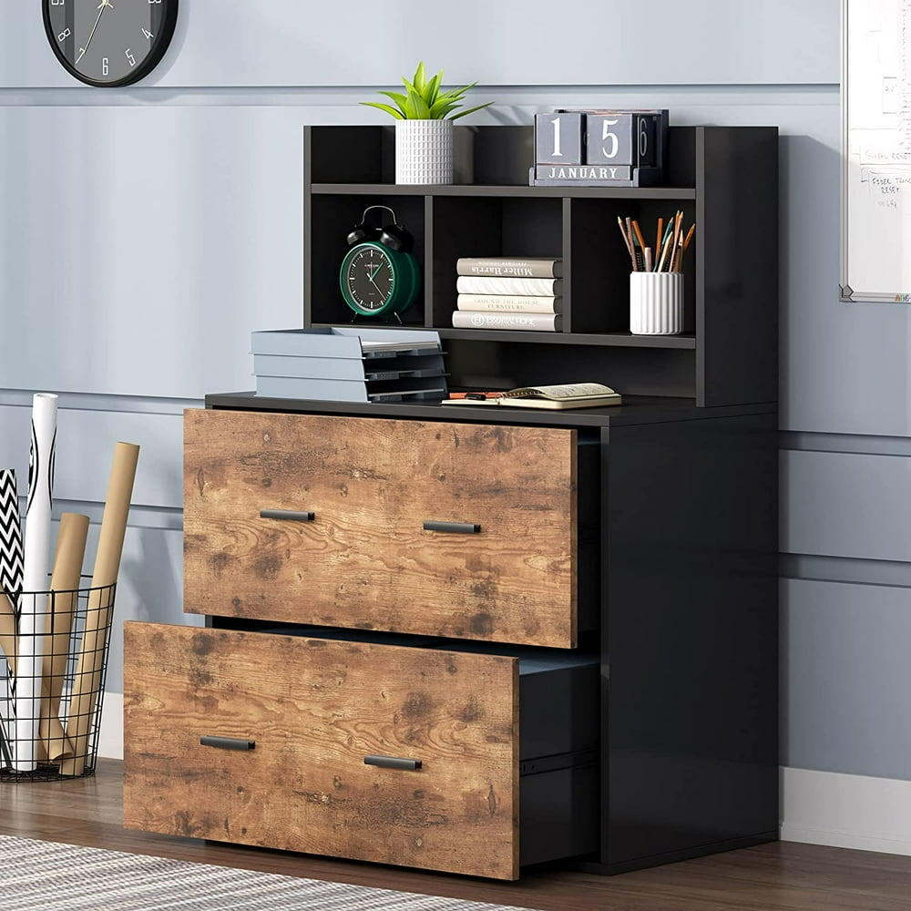 Tribesigns 2 Drawers File Cabinet, Wood Lateral Filing Cabinet with Storage Shelf, Modern Large 