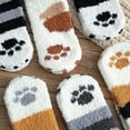 thumbnail image 5 of Calcetines de terciopelo coral para otoño e invierno, bonitos calcetines con garra de gato para mujeres, niñas y niños, calcetines gruesos de tubo medio para dormir, calcetines para el suelo del hogar, 5 of 5