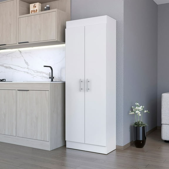 White 5-Shelf Storage Pantry Cabinet