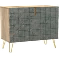 thumbnail image 3 of PixonSign Sideboard Buffet Cabinet, Kitchen Storage Cabinet with 2 Doors, Black Gray Geometric Square Pattern, Cupboard Console Table for Dining Room - 35" L x 18" W x 29" H, 3 of 5