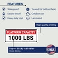 thumbnail image 2 of (2 Pack) Platform Capacity Sticker 1000 lbs (454 kg) (Size: 5″ x 2″) | Warning Decal | Weight Limit | Max Load | Safety OSHA Laminated Decal for Platform Lift Truck, Crane Cage Work Platform, 2 of 3