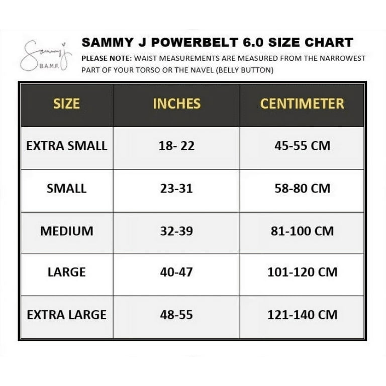 Sammy J Power Belt 6.0 - Medium 32 - 39 inches Belly Button