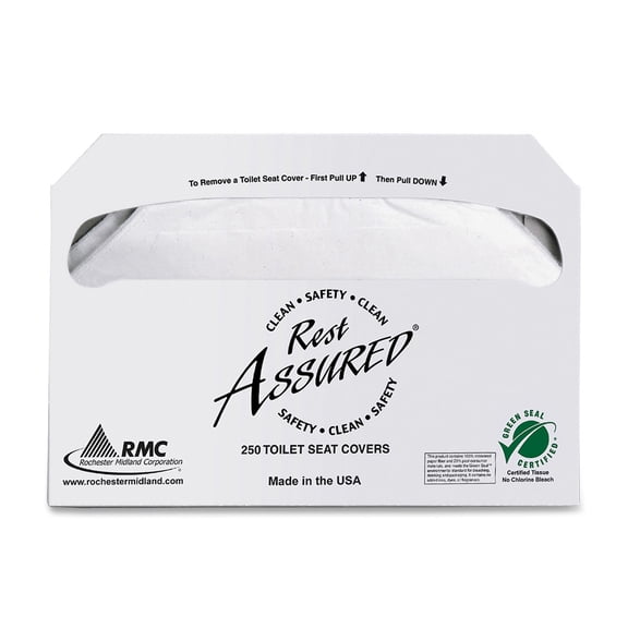 Rochester Midland Half-Fold Toilet Seat Covers, Case Of 1,000 Covers